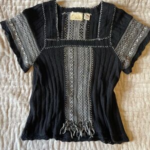 GUINEVERE Anthropologie Alpaca Blend Folksy Modern Knotted Sweater Blouse /Tunic